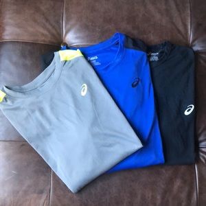 (3) ASICS athletic shirts